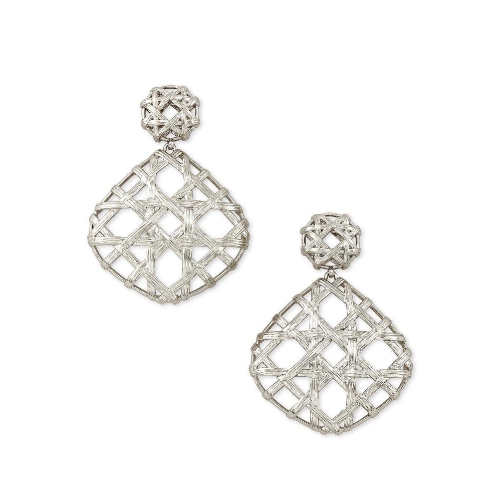 Kendra Scott Natalie Gold Statement Earrings‎ In Silver NWT $98